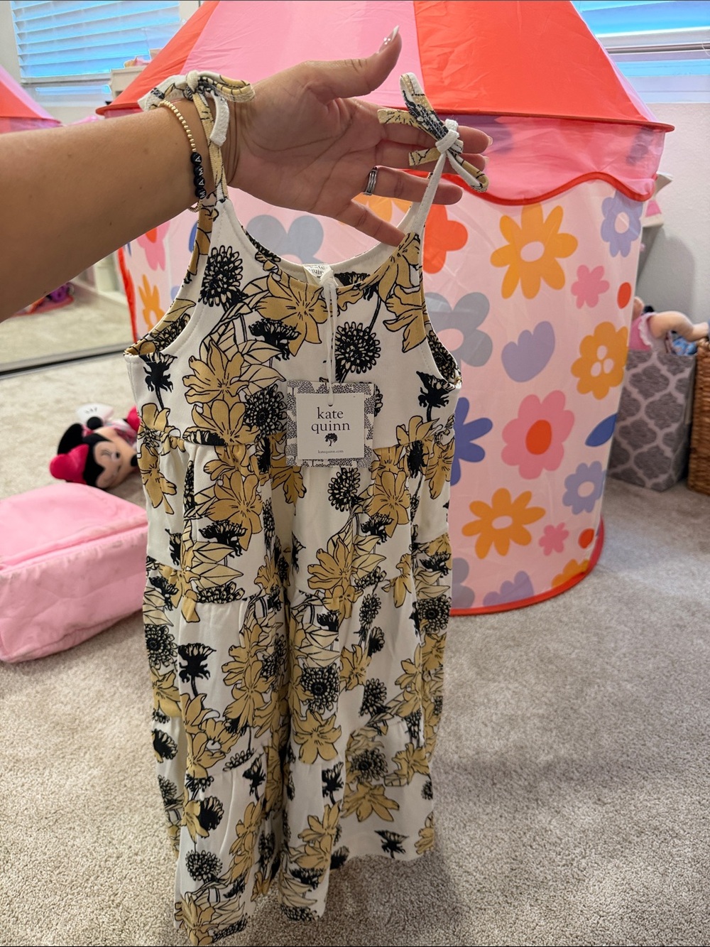 kate quinn Sundress Yellow and Black Floral Print
